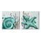 Stupell Industries Turquoise Pop Sea Floor Diamond Pattern Grey Coral Canvas Wall Art
